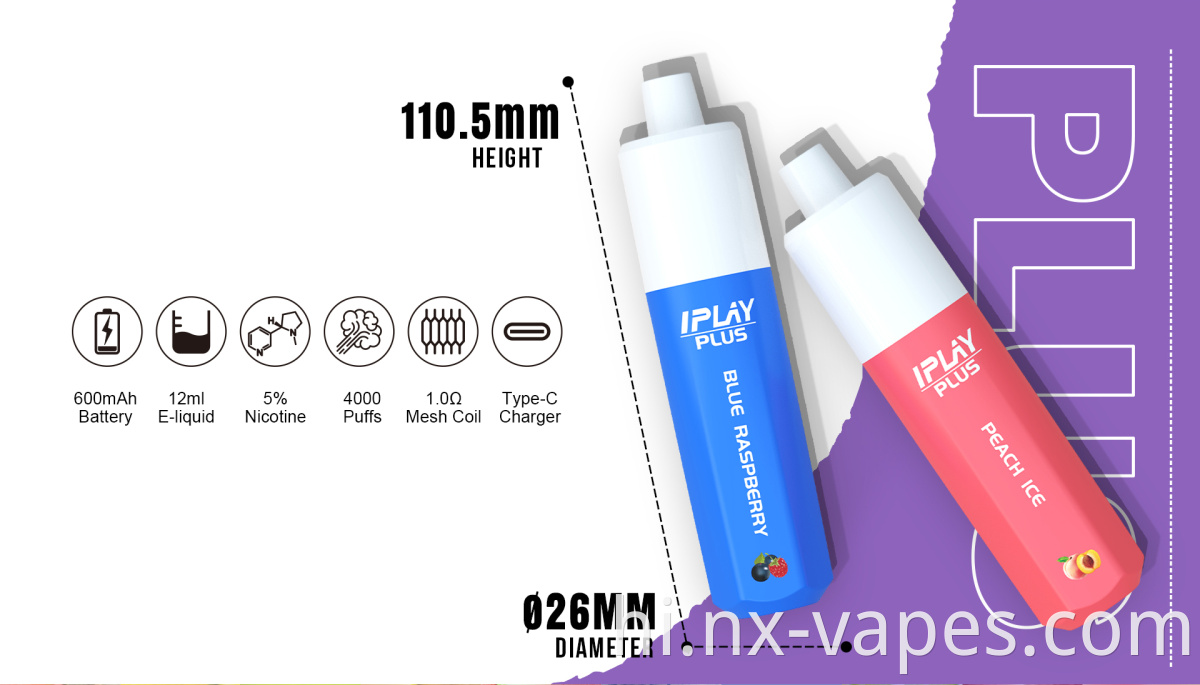 IPlay प्लस 4000 पफ्स (3) IPLAY PLUS 4000 Puffs (3)